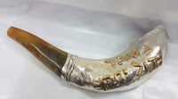 Hebrew Writing Silver Plated Rams Horn Shofar