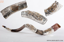 Jerusalem and Menorah Silver Plated Yemenite Shofar