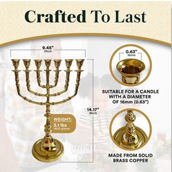 35cm Antique Brass Menorah