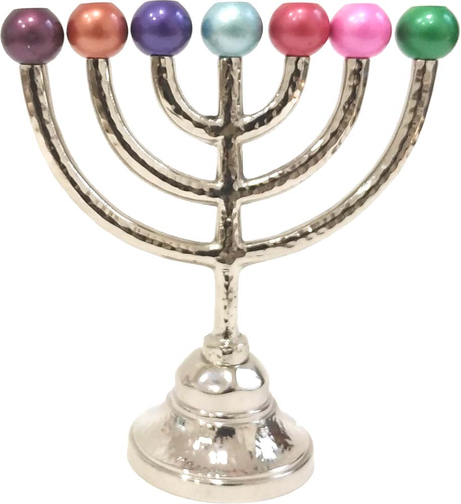 16cm Classic Hammered & Anodized Menorah – El Shaddai Supplies