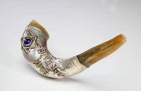 Hebrew Writing with Star of David Silver Plated Rams Horn Shofar