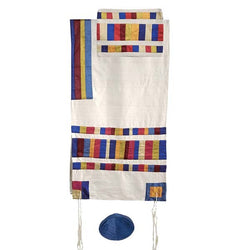 Appliqued Tallit with Multicoloured Stripes